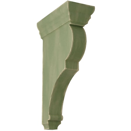 Ekena Millwork 3"W x 6 1/2"D x 12"H Large Rojas Wood Vintage Decor Corbel, Restoration Green CORWD03X06X12RJGR